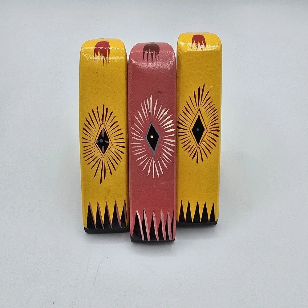 Vintage Hand Carved Hand Painted Wooden Colorful‎ Birds Napkin Holders Sri Lanka